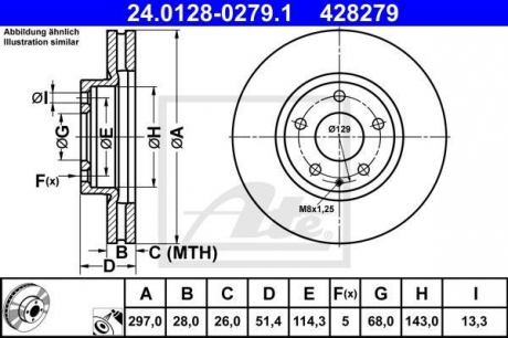 Тормозной диск ATE 24.0128-0279.1 (фото 1)