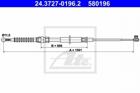 Трос, стояночная тормозная система ATE 24.3727-0196.2 (фото 1)