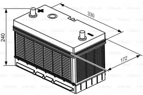 Аккумулятор 105Ah-12v (T3052) (330x172x240), L, EN800 клеммы по центру BOSCH 0092T30520