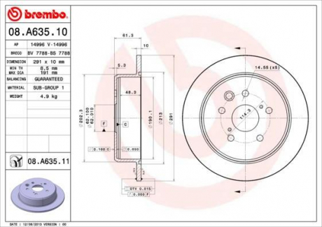 Тормозной диск BREMBO 08.A635.11
