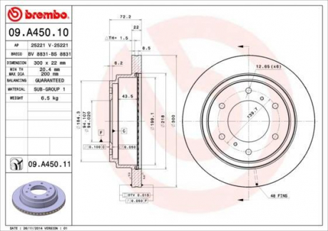 Тормозной диск BREMBO 09.A450.11 (фото 1)
