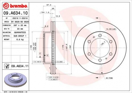 Тормозной диск BREMBO 09.A634.10