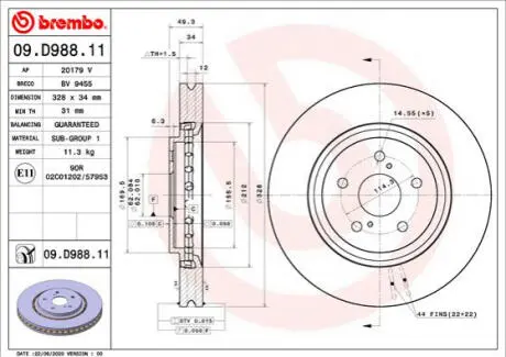 Диск тормозной передний BREMBO 43512-78020