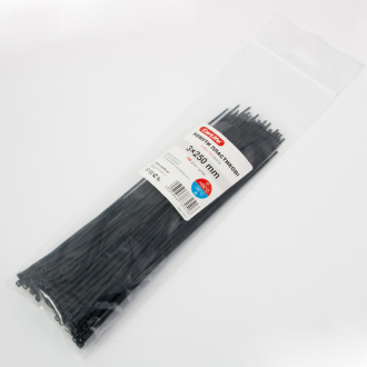 Хомути пластикові чорні 3,0x250 CarLife BL3.0x250 (фото 1)