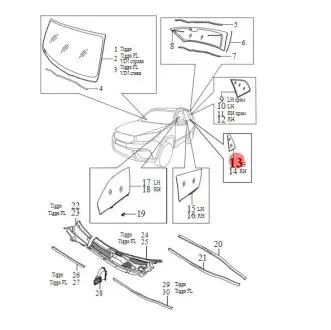 Скло двері заднє ліве (глухе) T11 CHERY T11-6203041