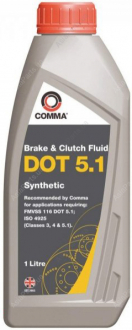Тормозная жидкость DOT5. 1 COMMA DOT51SYNT1L (фото 1)