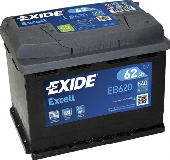 Аккумулятор 62Ah-12v EXCELL(242х175х190),R,EN540 EXIDE EB620 (фото 1)