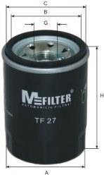 Фільтр масляний двигуна MAZDA, MITSUBISHI M-FILTER TF27 (фото 1)