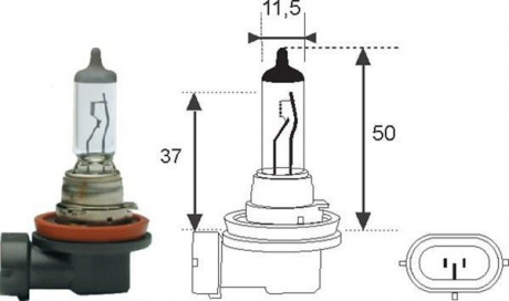 Лампа розжарювання H11 12V 55W PGJ19-2 MAGNETI MARELLI 002549100000 (фото 1)