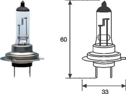 Лампа накаливания H7 12V 55W PX26d STANDART MAGNETI MARELLI 002557100000 (фото 1)