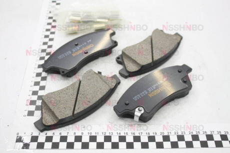 Колодки тормозные дисковые передние Chevrolet Aveo T300, Cruze 1.6, 1.8, 2.0 (12-) NISSHINBO NP6048 (фото 1)