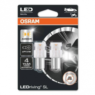 Лампа светодиодная PY21W LED 12V 1W BAU15S LEDriving SL (blister 2шт) OSRAM 7507DYP-02B
