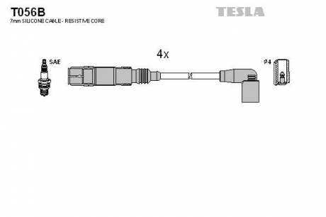 Комплект высоковольтных проводов TESLA T056B