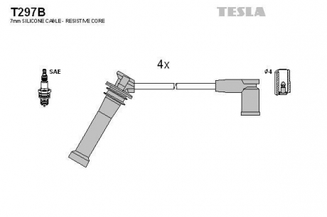 Комплект кабелів високовольтних TESLA T297B (фото 1)