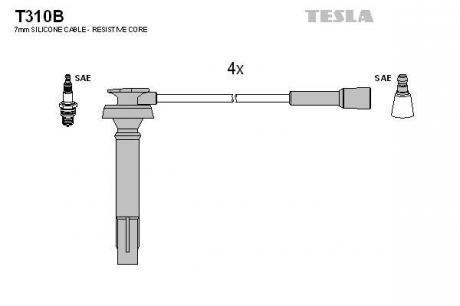 Комплект високовольтних проводів TESLA T310B (фото 1)