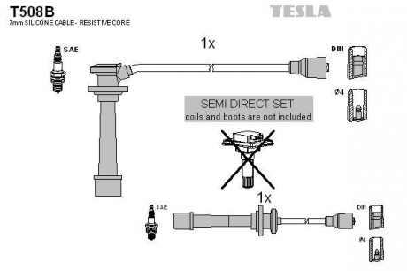 Комплект кабелів високовольтних TESLA T508B (фото 1)