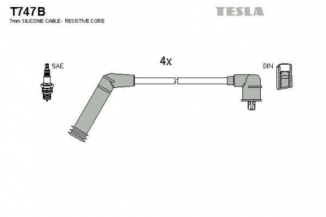 Комплект кабелів високовольтних TESLA T747B (фото 1)