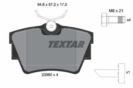 Гальмівні колодки дискові TEXTAR 2398001 (фото 1)