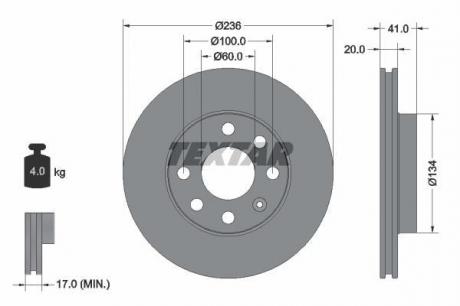 Гальмівний диск PRO TEXTAR 92029603 (фото 1)