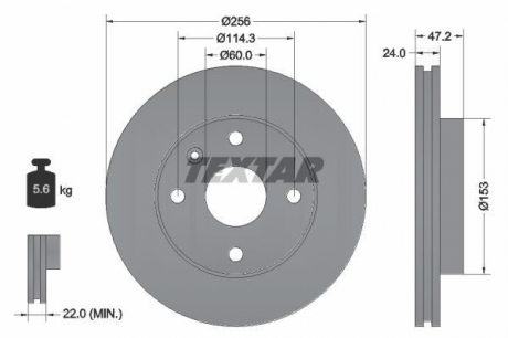 Тормозной диск передний LACETTI TEXTAR 92133600 (фото 1)