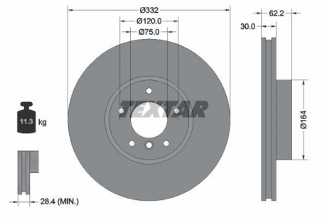 Тормозной диск PRO + TEXTAR 92160805 (фото 1)