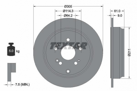 Томрозной диск TEXTAR 92162503 (фото 1)