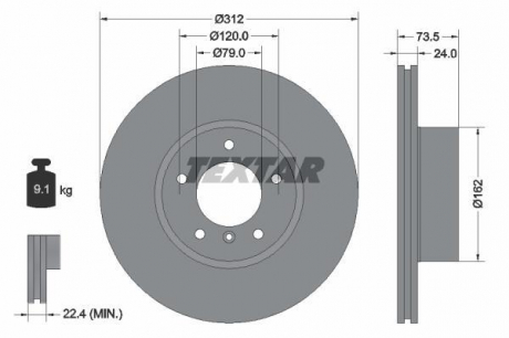 Тормозной диск PRO TEXTAR 92176105 (фото 1)