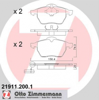 Колодки тормозные ZIMMERMANN 21911.200.1 (фото 1)
