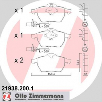 Колодки тормозные дисковые ZIMMERMANN 21938,200,1 (фото 1)
