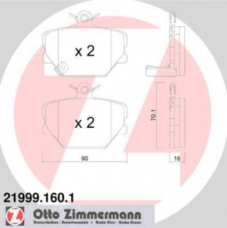 Колодки тормозные ZIMMERMANN 21999.160.1 (фото 1)