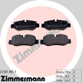 Колодки тормозные дисковые ZIMMERMANN 22101.185.1 (фото 1)