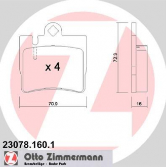 Колодки тормозные дисковые ZIMMERMANN 23078,160,1