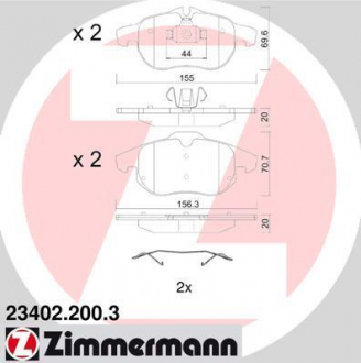 Колодки тормозные дисковые ZIMMERMANN 23402,200,3 (фото 1)