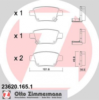 Колодки тормозные дисковые ZIMMERMANN 23620,165,1 (фото 1)