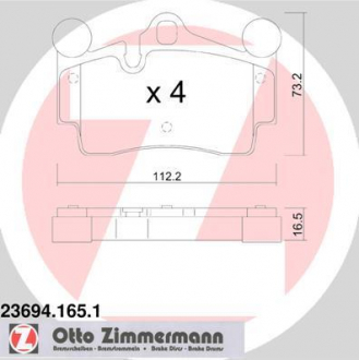 Колодки тормозные дисковые ZIMMERMANN 23694.165.1 (фото 1)