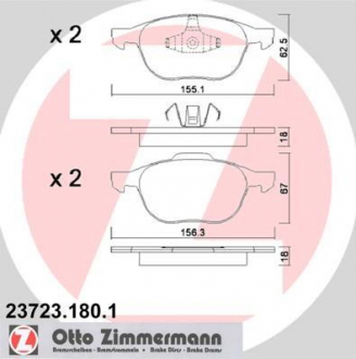 Колодки тормозные дисковые ZIMMERMANN 23723.180.1 (фото 1)