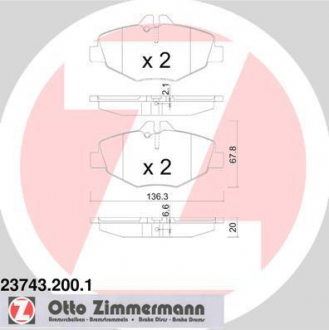 Колодки тормозные дисковые ZIMMERMANN 23743.200.1 (фото 1)
