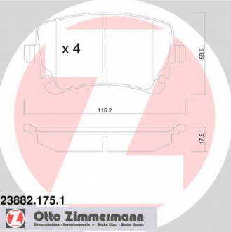 Колодки тормозные дисковые ZIMMERMANN 23882.175.1 (фото 1)