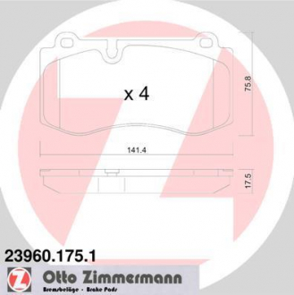 Колодки тормозные дисковые ZIMMERMANN 23960.175.1 (фото 1)