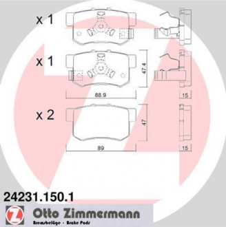 Колодки гальмівні дискові ZIMMERMANN 24231,150,1 (фото 1)