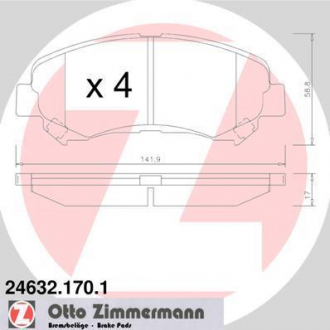 Колодки гальмівні дискові ZIMMERMANN 24632.170.1 (фото 1)
