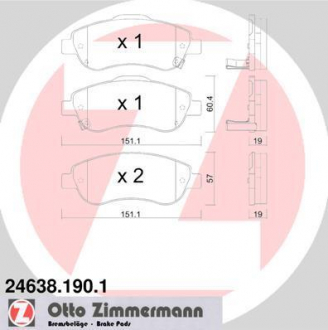 Колодки гальмівні дискові ZIMMERMANN 24638,190,1 (фото 1)