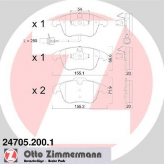 Колодки тормозные дисковые ZIMMERMANN 24705.200.1 (фото 1)