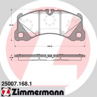 Колодки тормозные дисковые ZIMMERMANN 25007,168,1 (фото 1)