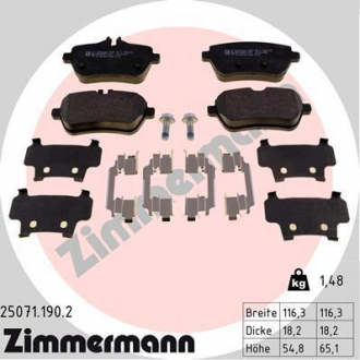 Колодки тормозные задние MB ZIMMERMANN 250711902 (фото 1)